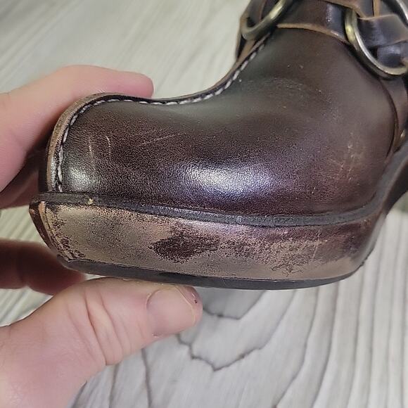 Frye Cheryl Triple Ring Harness Brown Leather Slip On Clogs Womens Size 7 - Picture 14 of 16